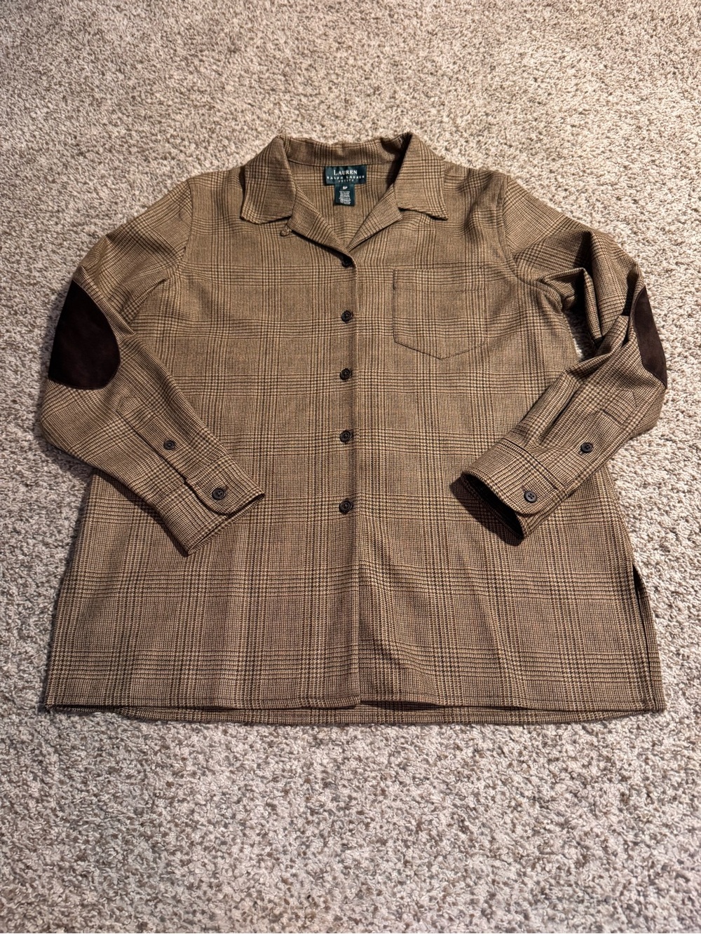 Lauren Ralph Lauren Brown Glen Plaid Button-Front Shirt Jacket - S Petite